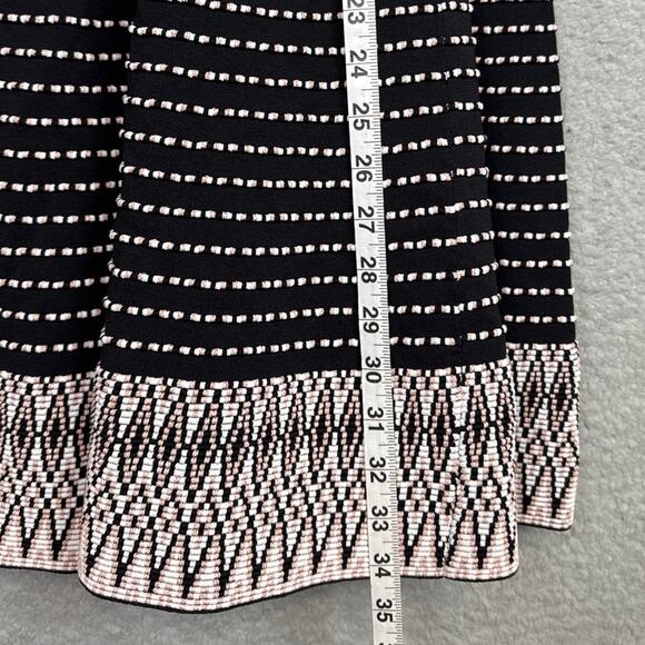 Shoshanna Mesa Dress Stretch Knit Embroidered Fit and Flare Black Pink Size XS - Picture 7 of 9